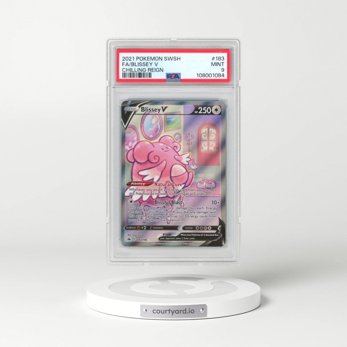 2021 Pokémon Sword & Shield Chilling Reign #183 Blissey V - Holo Full Art (PSA 9 MINT)