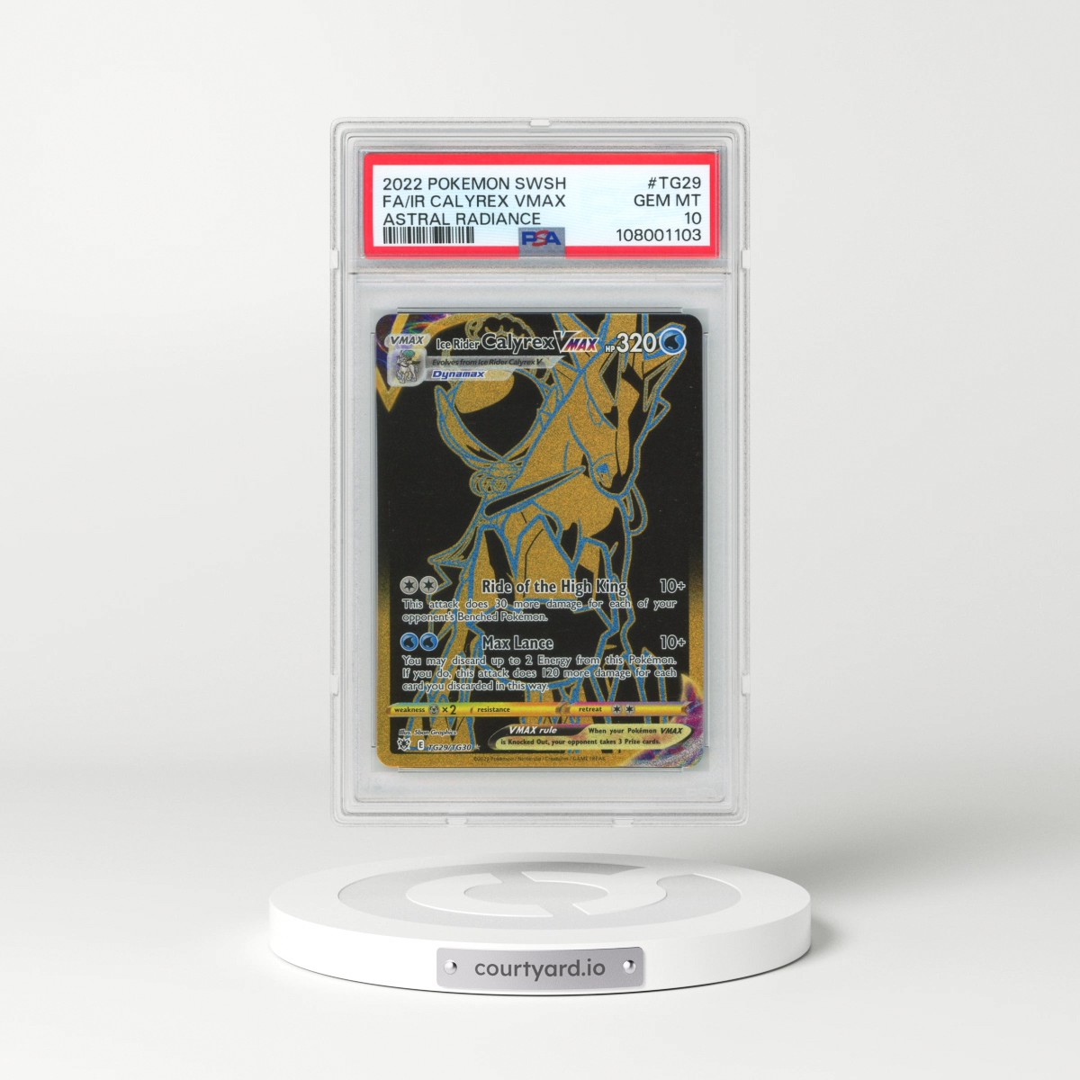 2022 Pokémon Sword & Shield Astral Radiance #TG29 Ice Rider Calyrex Vmax - Full Art (PSA 10 GEM MINT)