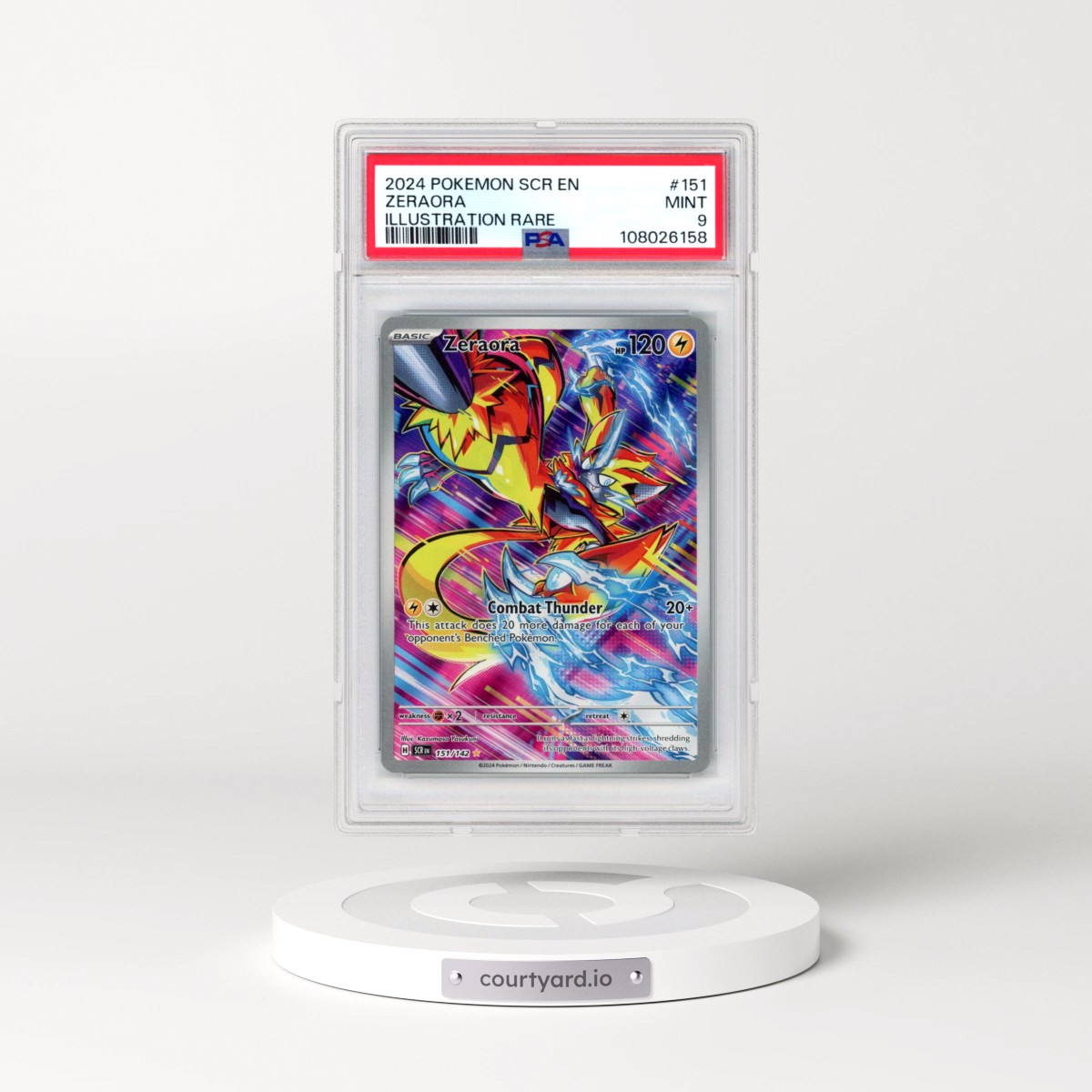2024 Pokémon Scr EN-Stellar Crown #151 Zeraora - Illustration Rare (PSA 9 MINT)