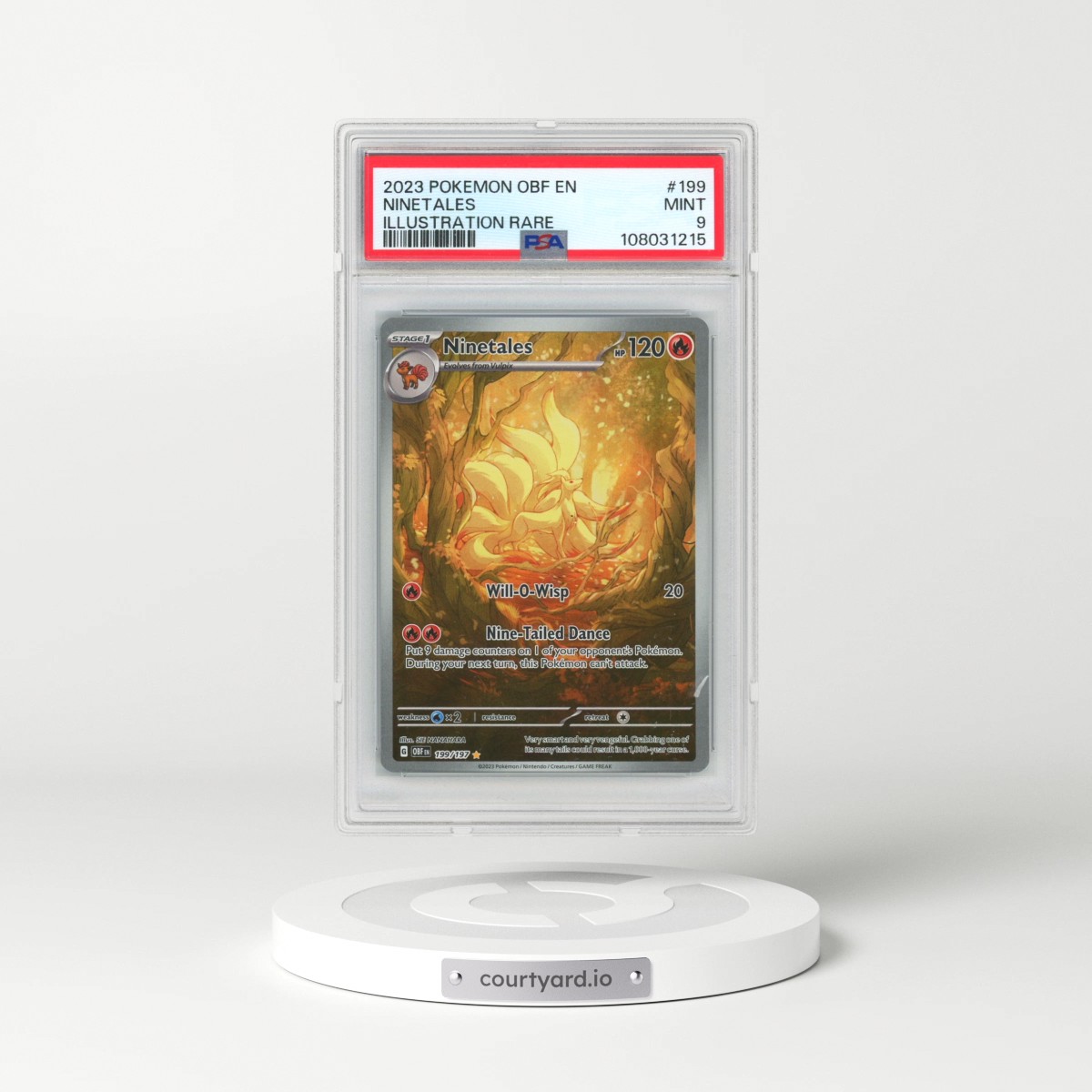 2023 Pokémon Obf EN-Obsidian Flames #199 Ninetales - Illustration Rare (PSA 9 MINT)