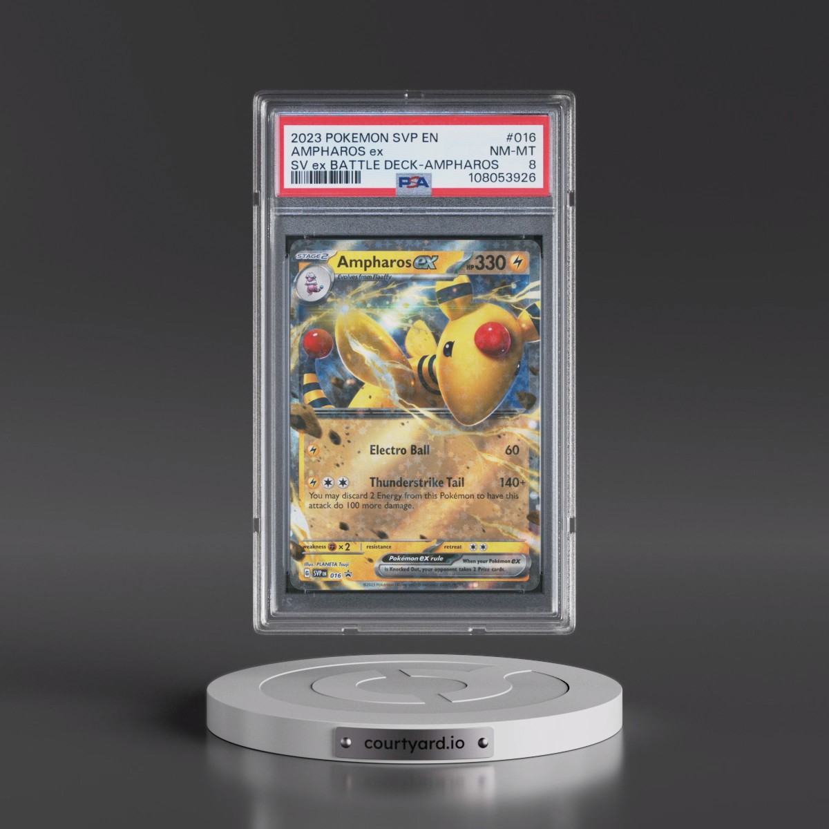 2023 Pokémon Svp EN-SV Black Star Promo #016 Ampharos EX - Holo Scarlet & Violet EX Battle Deck-Ampharos (PSA 8 NM-MT)