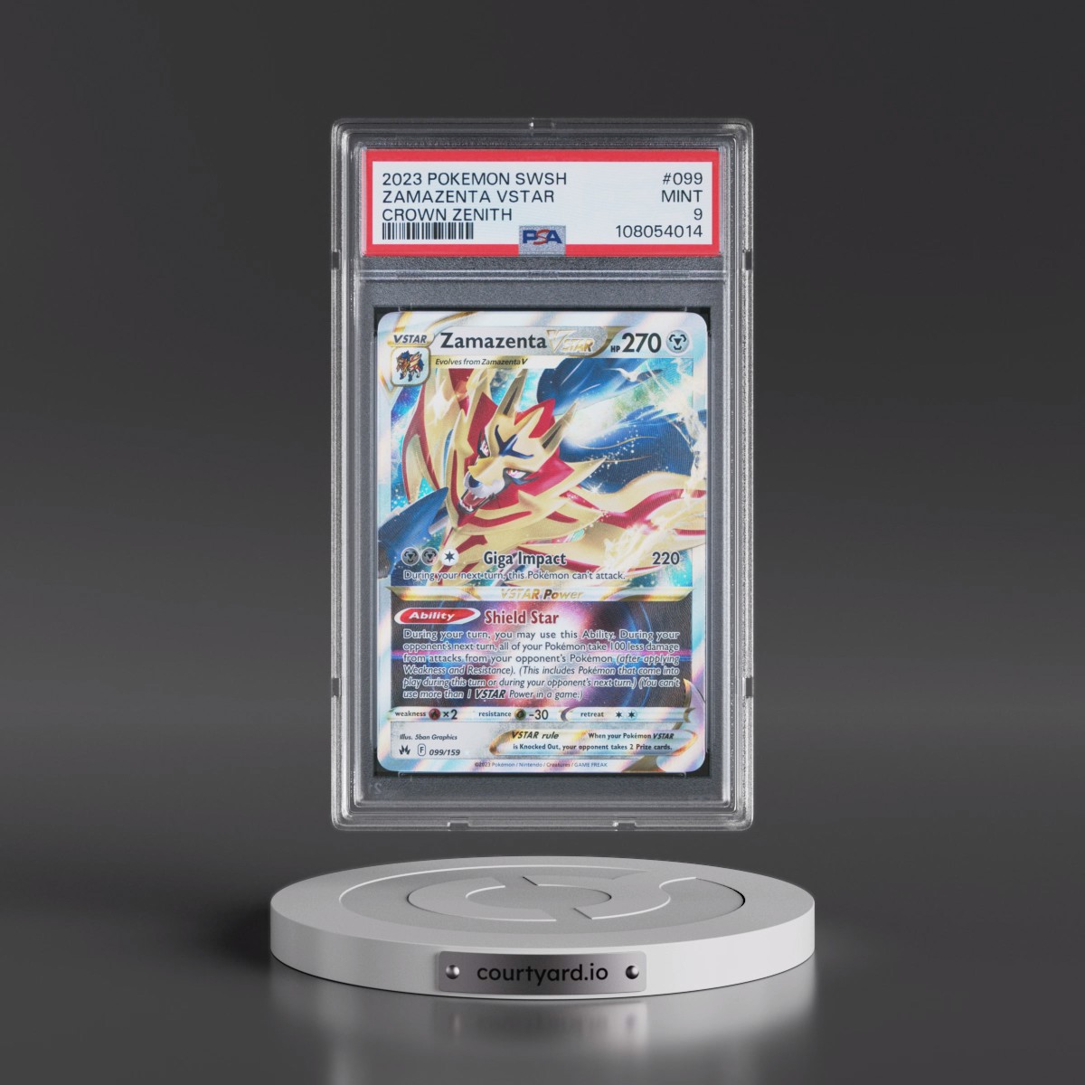 2023 Pokémon Sword and Shield Crown Zenith #099 Zamazenta Vstar (PSA 9 MINT)