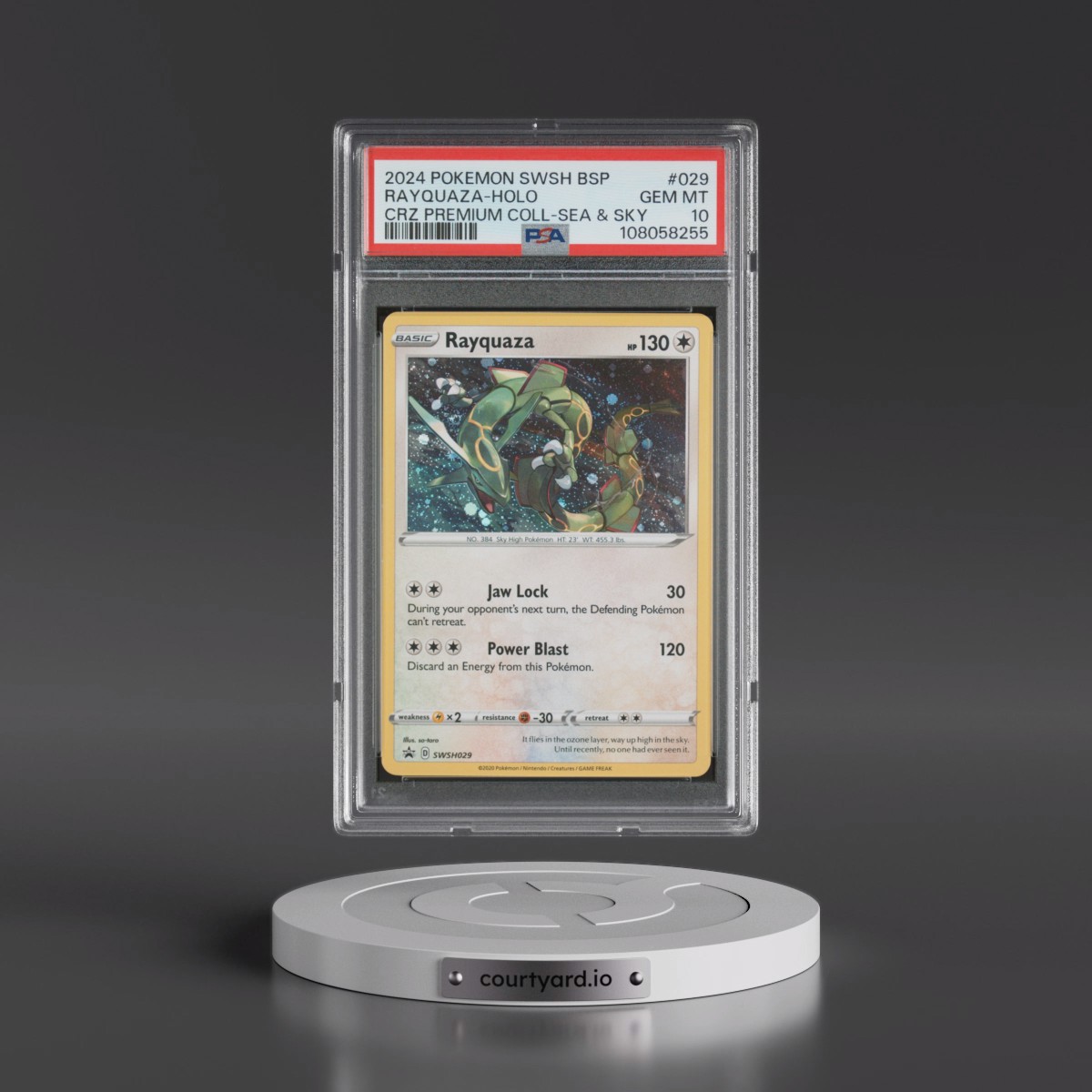 2024 Pokémon Swsh Black Star Promo Rayquaza - Holo Crown Zenith Premium Collection Sea & Sky #029 PSA 10