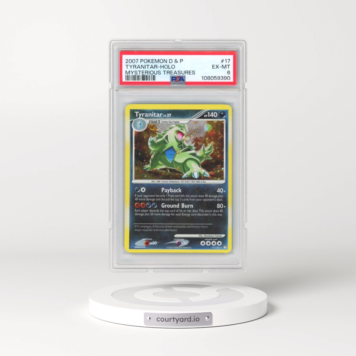 2007 Pokémon Diamond & Pearl Mysterious Treasures #17 Tyranitar - Holo (PSA 6 EX-MT)