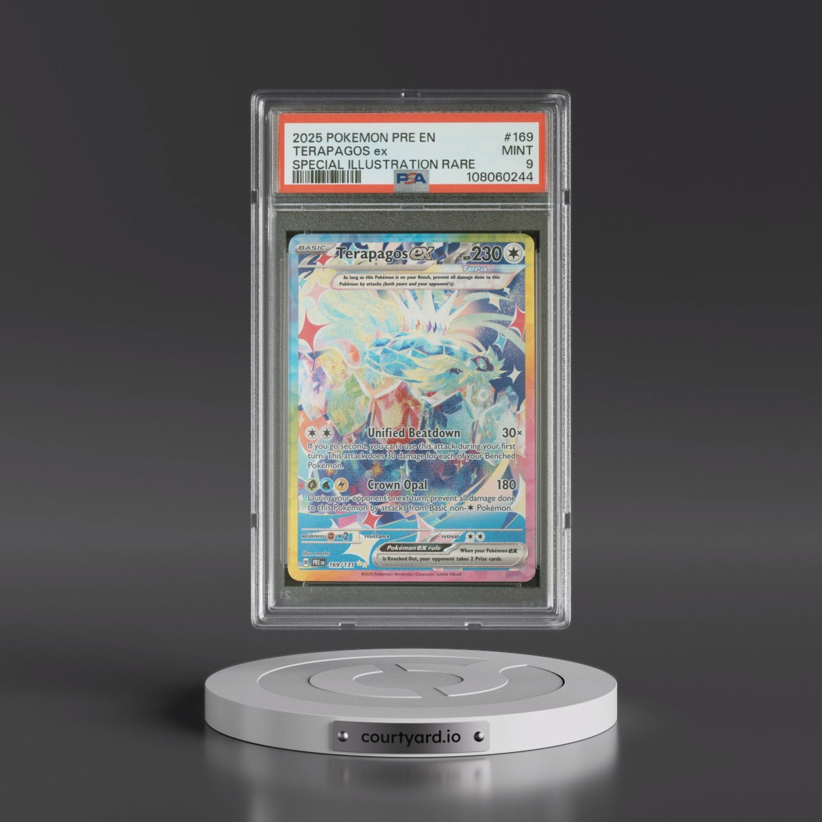 2025 Pokémon Pre EN-Prismatic Evolutions #169 Terapagos EX - Holo Special Illustration Rare (PSA 9 MINT)