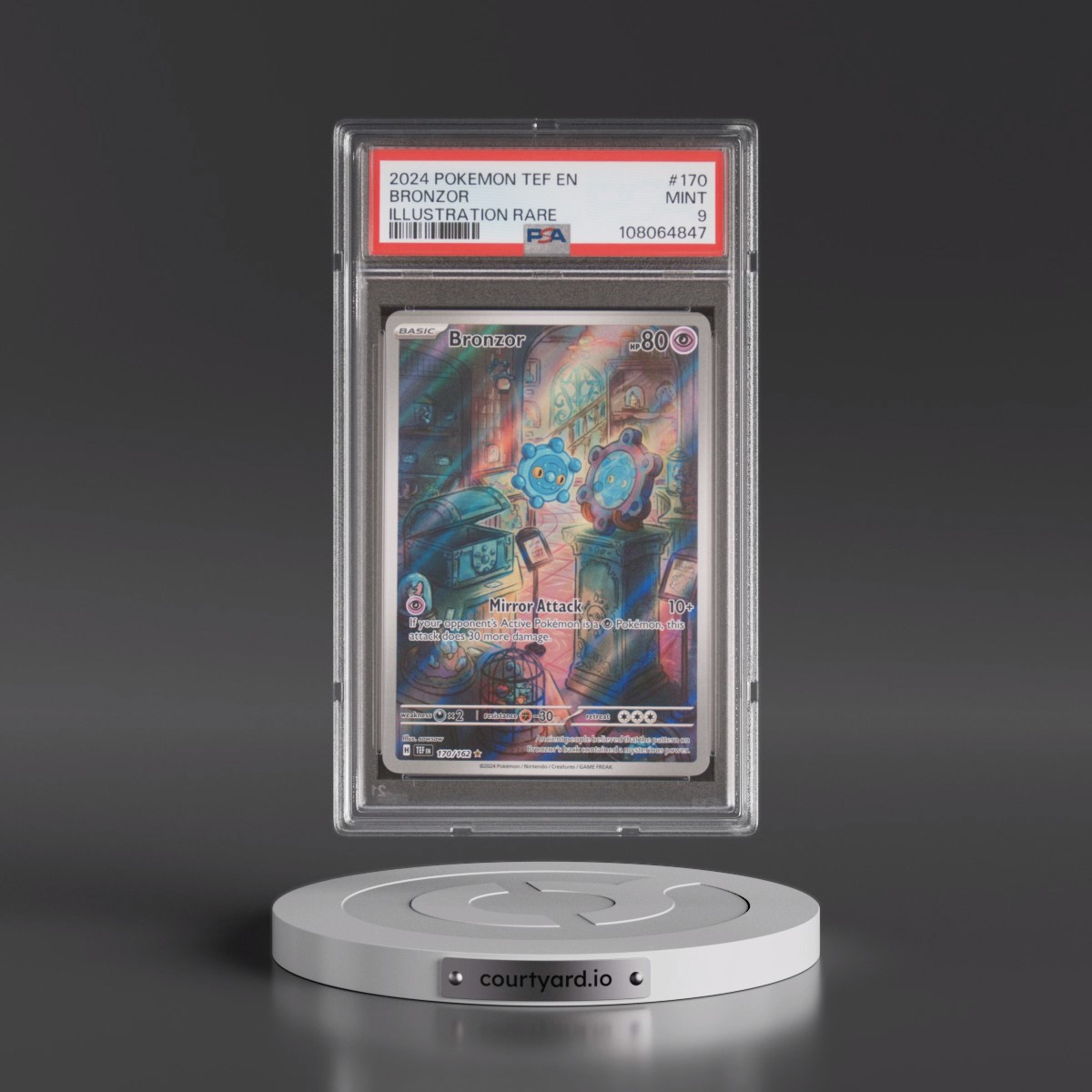 2024 Pokémon Tef EN-Temporal Forces #170 Bronzor - Illustration Rare (PSA 9 MINT)