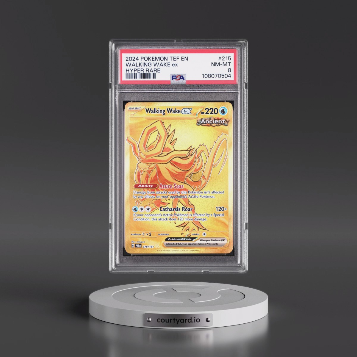 2024 Pokémon Tef EN-Temporal Forces #215 Walking Wake EX - Holo Hyper Rare (PSA 8 NM-MT)