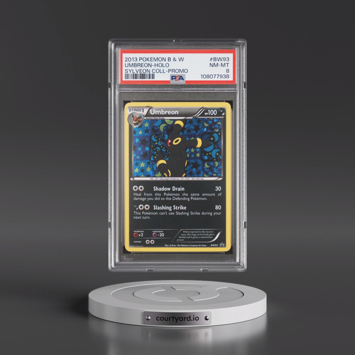 2013 Pokémon Black & White Promo #BW93 Umbreon - Holo Sylveon Collection (PSA 8 NM-MT)