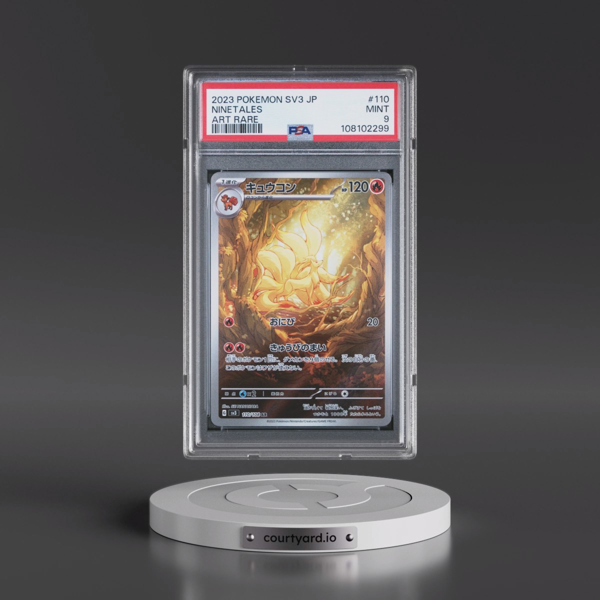 2023 Pokémon SV3-Ruler of the Black Flame #110 Ninetales - Art Rare (PSA 9 MINT)