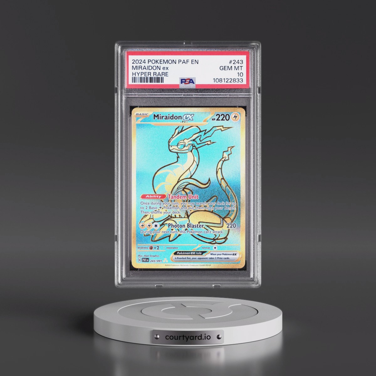 2024 Pokémon Paf EN-Paldean Fates #243 Miraidon EX - Holo Hyper Rare (PSA 10 GEM MINT)