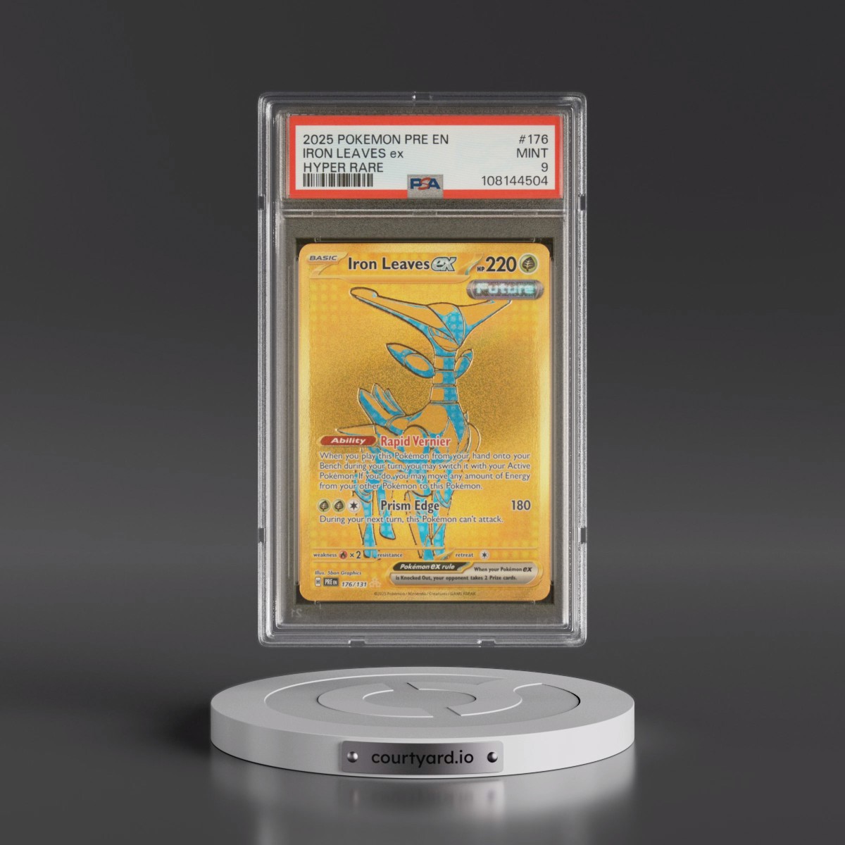 2025 Pokémon Pre EN-Prismatic Evolutions #176 Iron Leaves EX - Holo Hyper Rare (PSA 9 MINT)