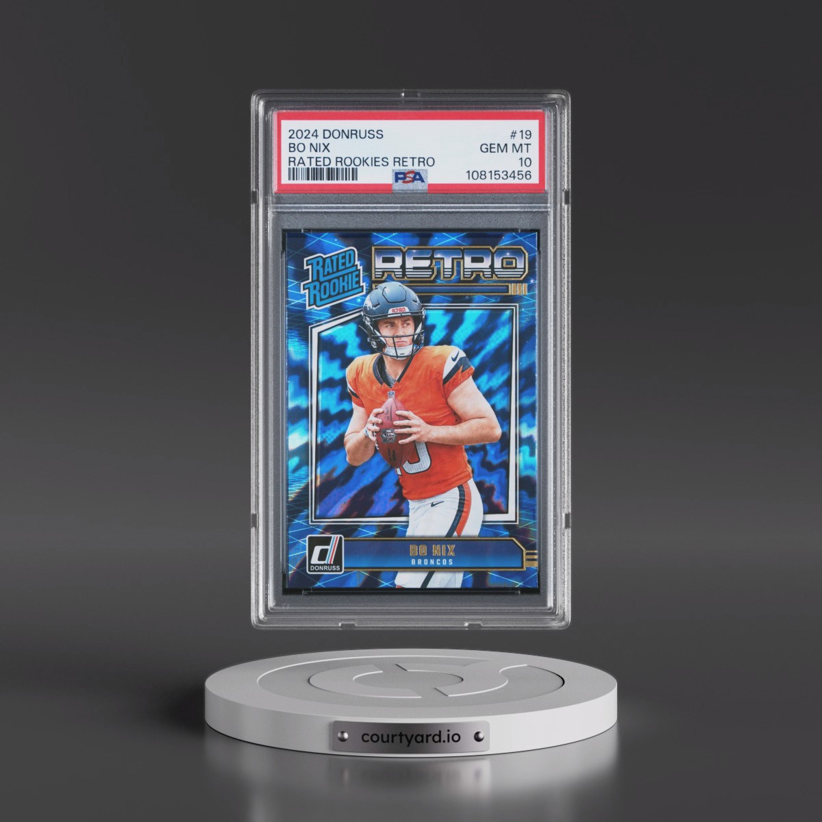 2024 Panini Donruss Rated Rookies Retro #19 Bo Nix (PSA 10 GEM MINT)