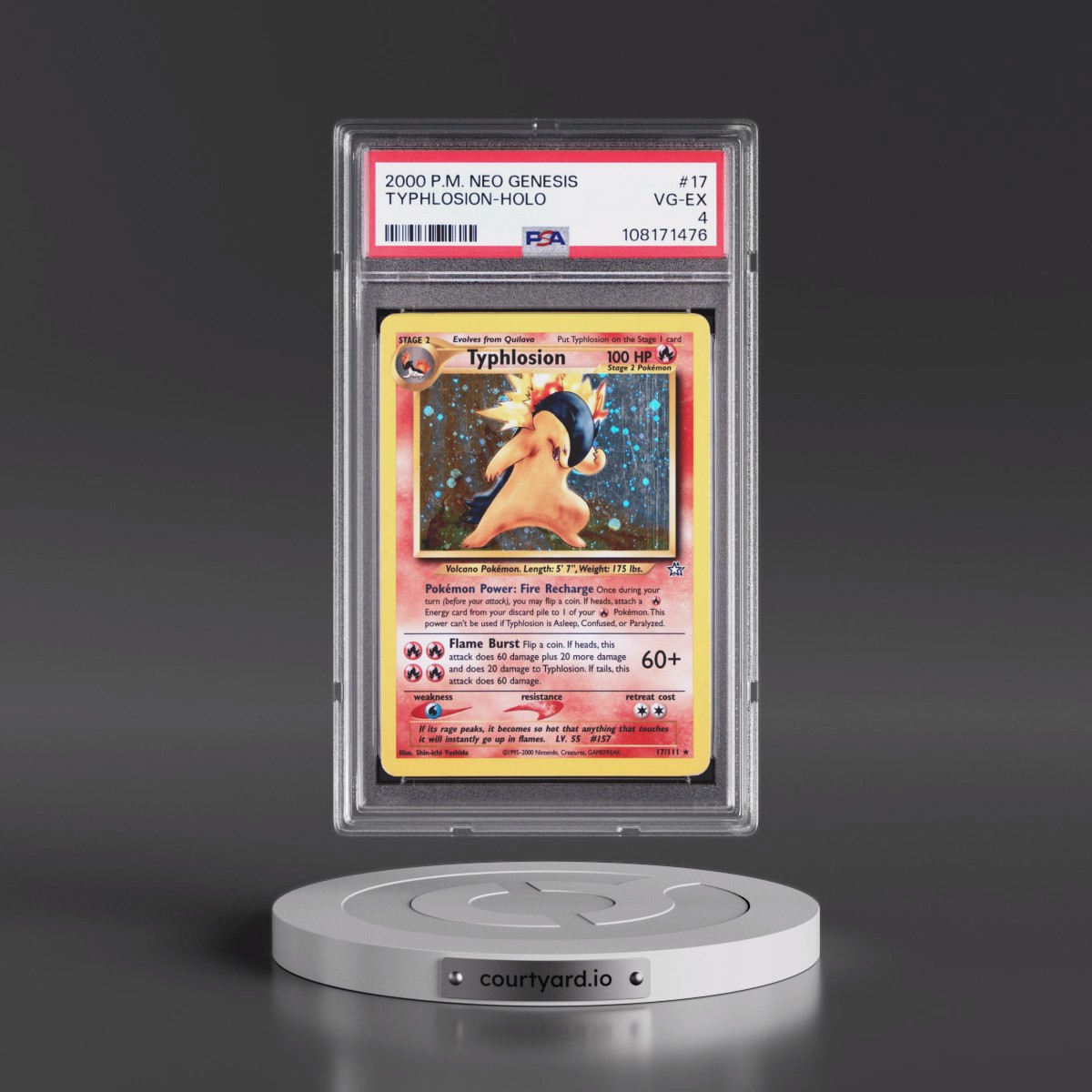 2000 Pokémon Neo Genesis #17 Typhlosion - Holo (PSA 4 VG-EX)