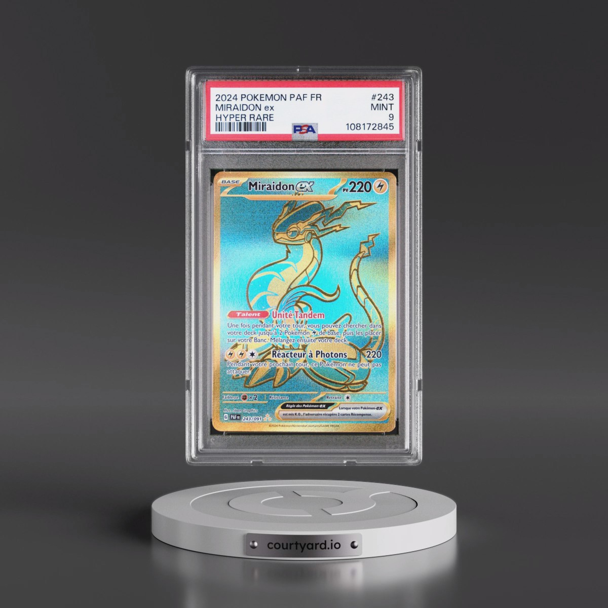 2024 Pokémon Paf FR-Paldean Fates #243 Miraidon EX - Holo Hyper Rare (PSA 9 MINT)