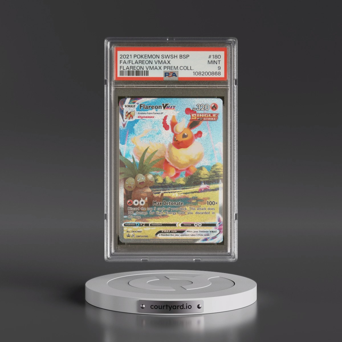 2021 Pokémon Swsh Black Star Promo #180 Flareon Vmax - Full Art Flareon Vmax Premium Collection (PSA 9 MINT)
