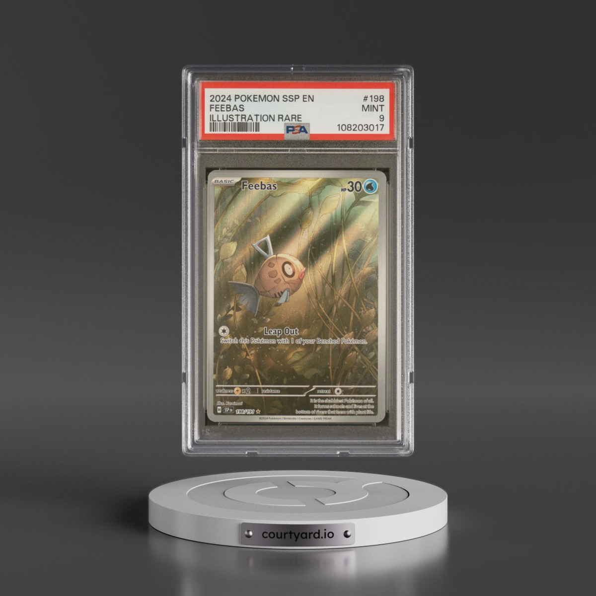 2024 Pokémon Ssp EN-Surging Sparks #198 Feebas - Illustration Rare (PSA 9 MINT)
