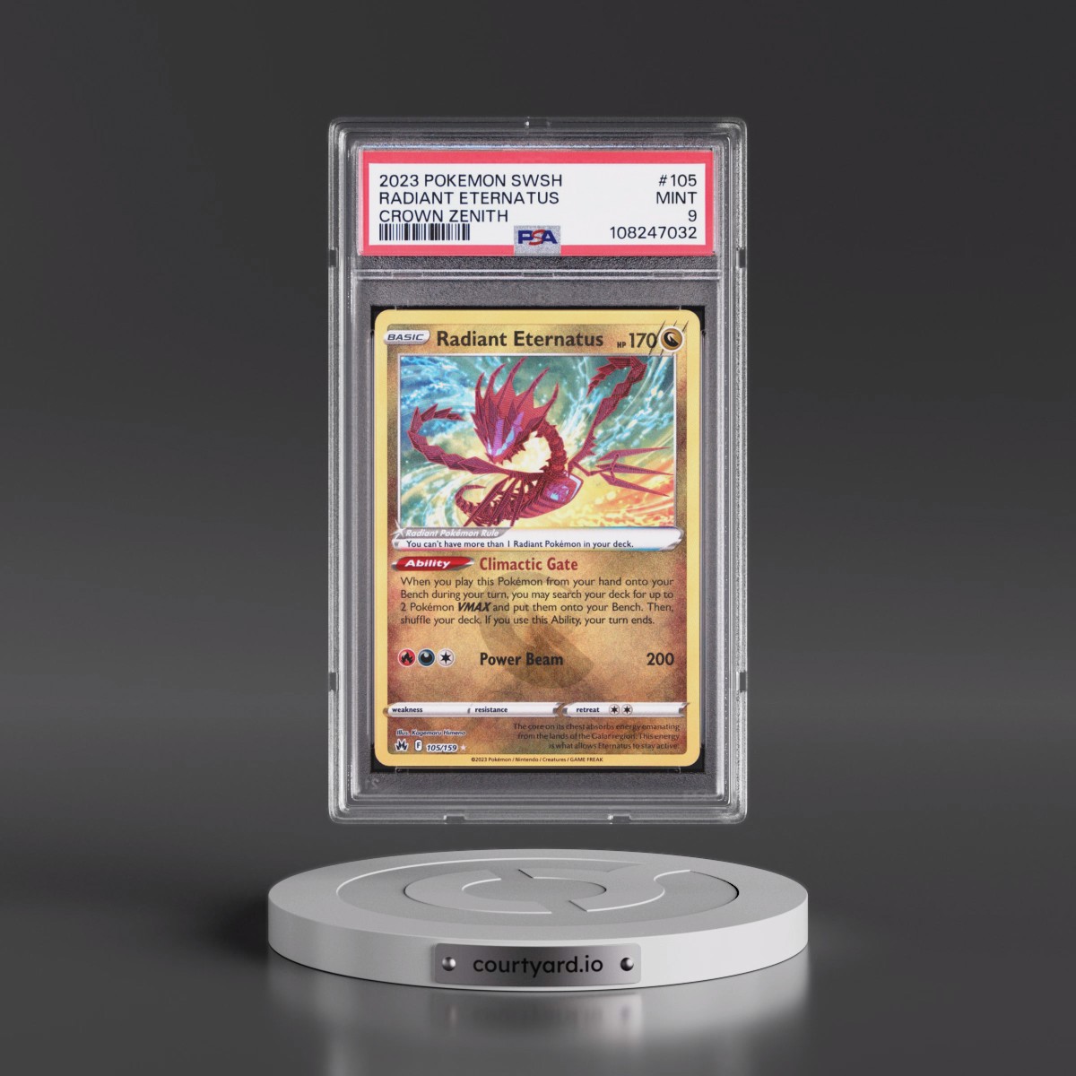 2023 Pokémon Sword and Shield Crown Zenith #105 Radiant Eternatus - Holo (PSA 9 MINT)