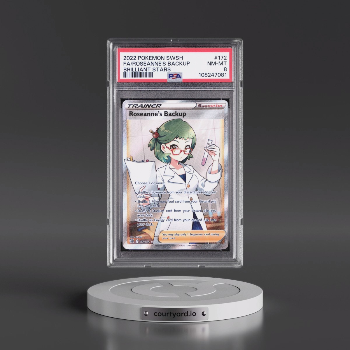2022 Pokémon Sword & Shield Brilliant Stars #172 Roseanne's Backup - Full Art (PSA 8 NM-MT)