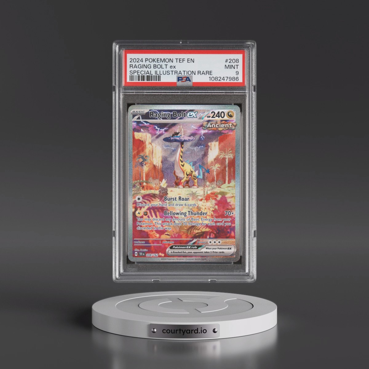 2024 Pokémon Tef EN-Temporal Forces #208 Raging Bolt EX - Holo Special Illustration Rare (PSA 9 MINT)