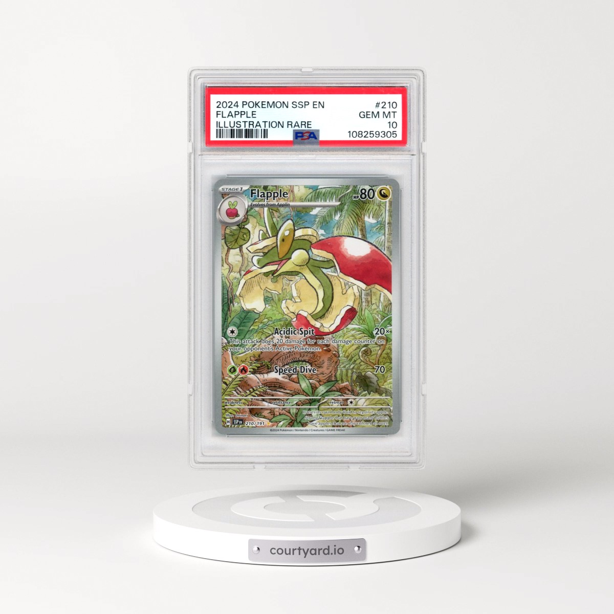 2024 Pokémon Ssp EN-Surging Sparks #210 Flapple - Illustration Rare (PSA 10 GEM MINT)