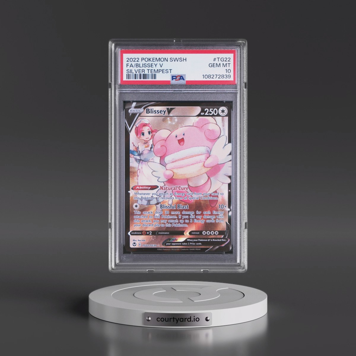 2022 Pokémon Sword & Shield Silver Tempest #TG22 Blissey V - Holo Full Art (PSA 10 GEM MINT)