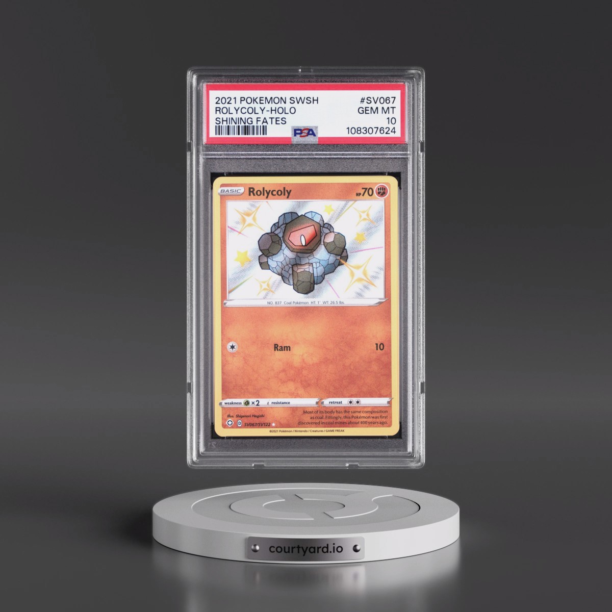 2021 Pokémon Sword & Shield Shining Fates #SV067 Rolycoly - Holo (PSA 10 GEM MINT)