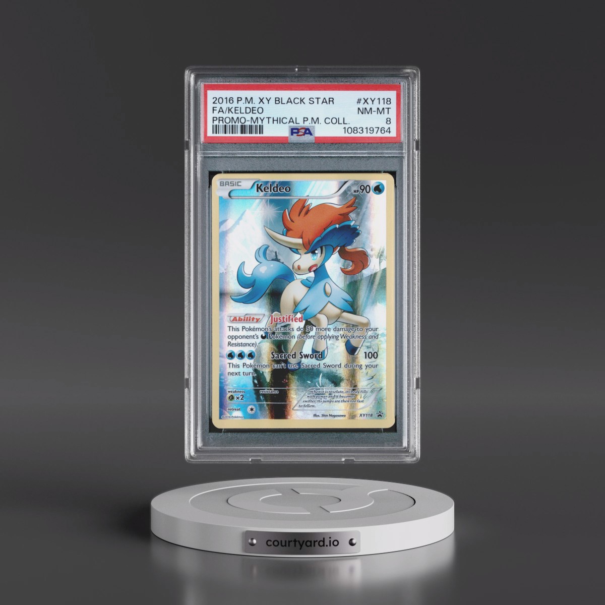 2016 Pokémon XY Black Star Promo #XY118 Keldeo - Full Art Mythical Pokemon Collection (PSA 8 NM-MT)