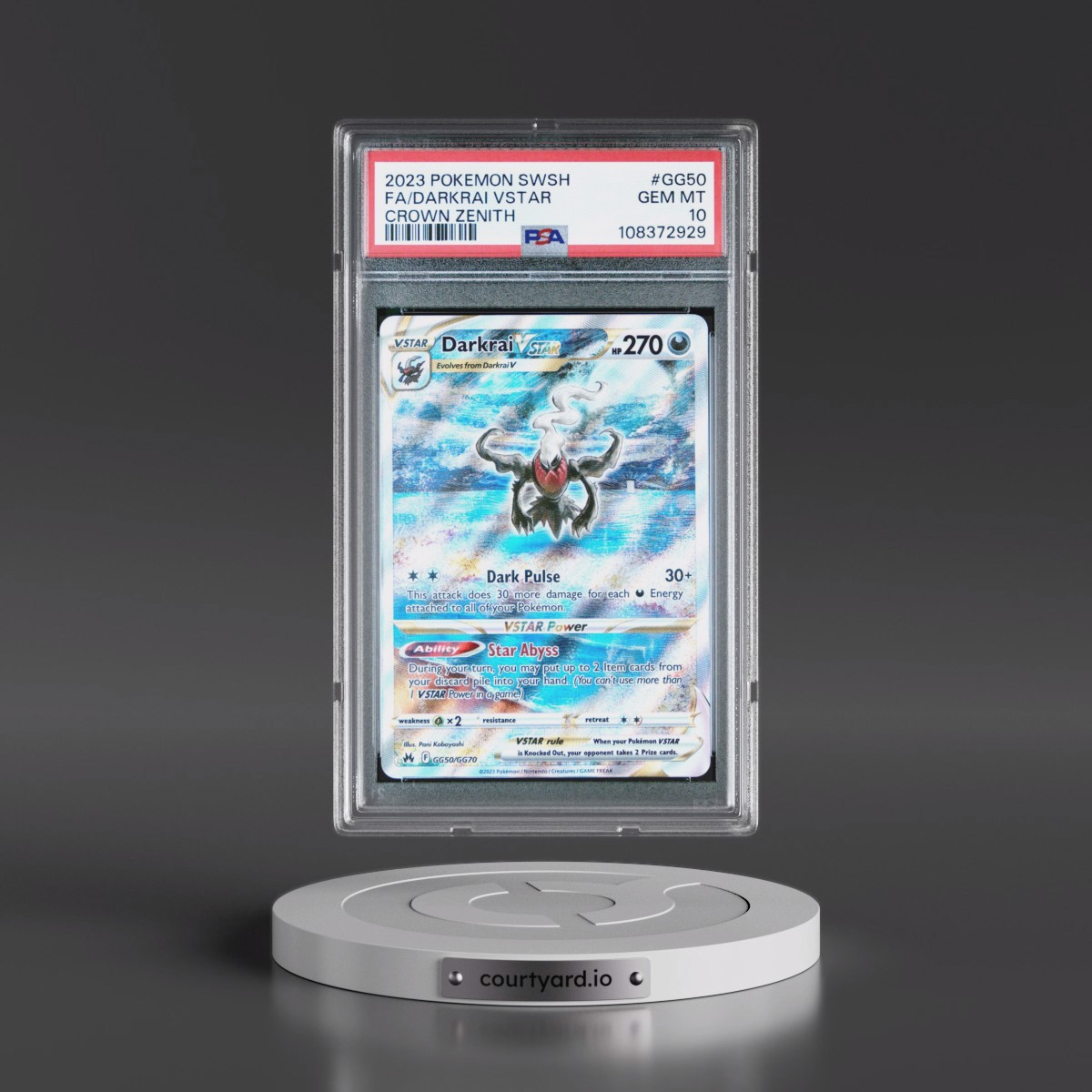 2023 Pokémon Sword and Shield Crown Zenith #GG50 Darkrai Vstar - Full Art (PSA 10 GEM MINT)