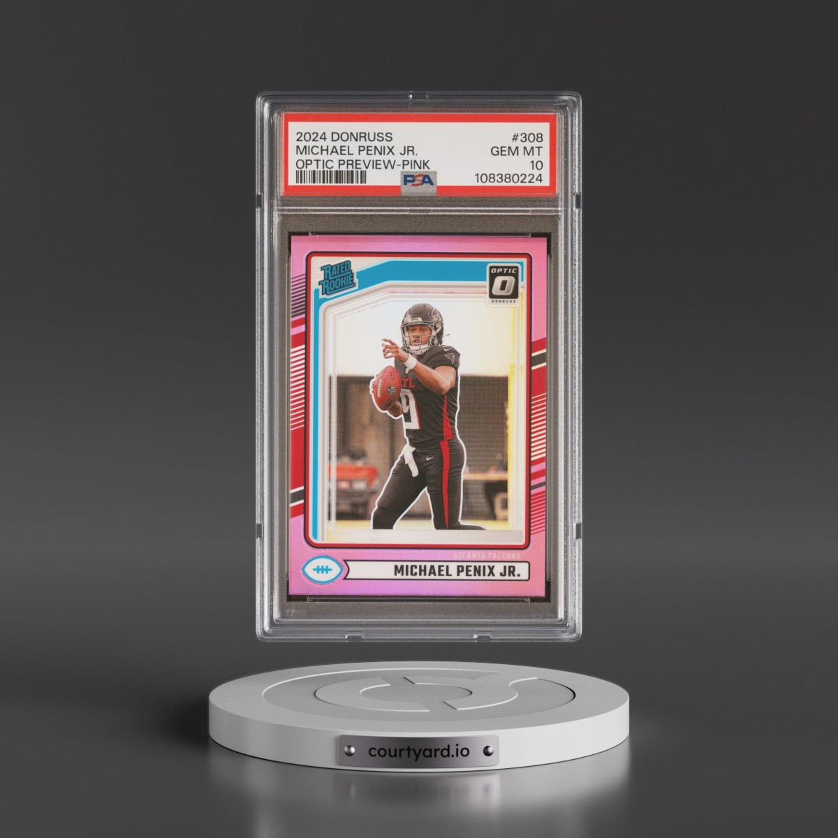 2024 Panini Donruss #308 Michael Penix Jr. - Optic Preview-Pink (PSA 10 GEM MINT)