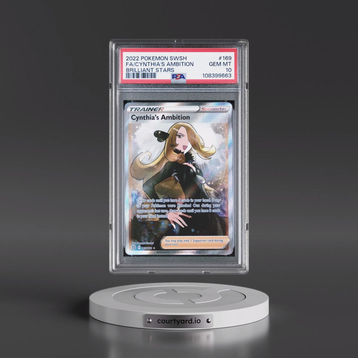 2022 Pokémon Sword & Shield Brilliant Stars #169 Cynthia's Ambition - Full Art (PSA 10 GEM MINT)