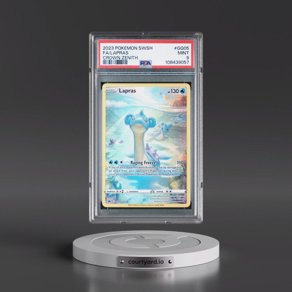 2023 Pokémon Sword and Shield Crown Zenith #GG05 Lapras - Full Art (PSA 9 MINT)