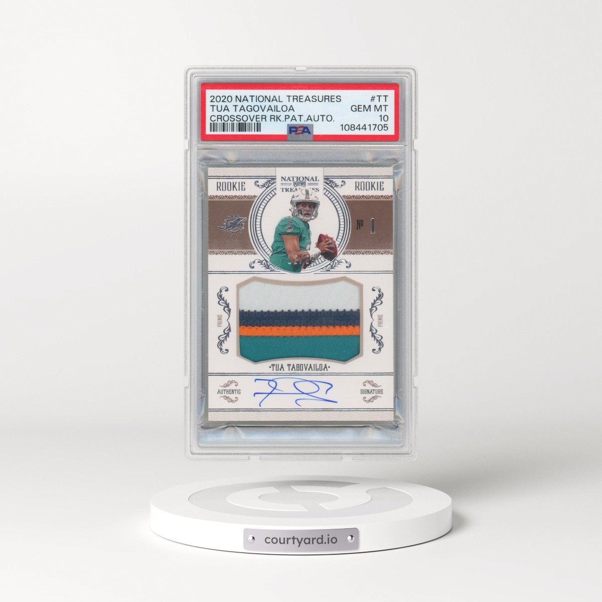 2020 Panini National Treasures Crossover Rookie Patch Autographs #TT Tua Tagovailoa (PSA 10 GEM MINT)