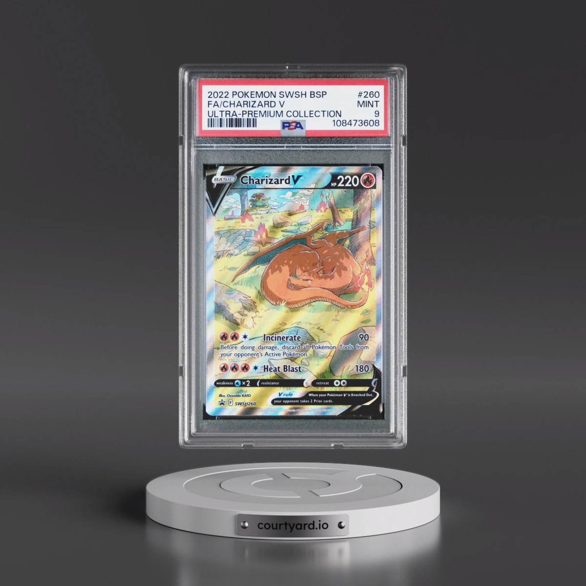 2022 Pokémon Swsh Black Star Promo #260 Charizard V - Holo Full Art Sword & Shield Ultra-Premium Collection-Charizard (PSA 9 MINT)