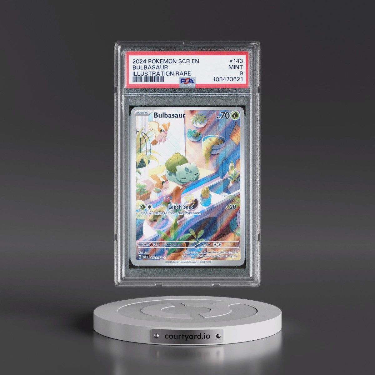 2024 Pokémon Scr EN-Stellar Crown #143 Bulbasaur - Illustration Rare (PSA 9 MINT)