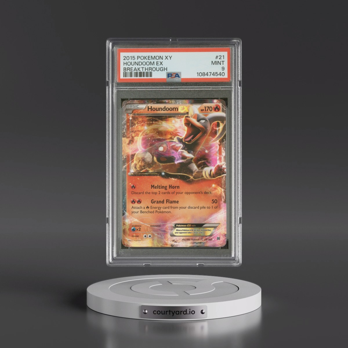 2015 Pokémon XY Breakthrough #21 Houndoom EX - Holo (PSA 9 MINT)