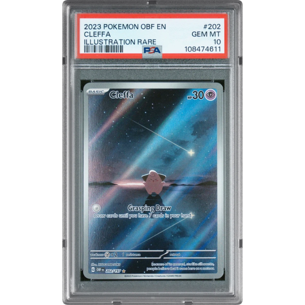 2023 Pokémon Obf EN-Obsidian Flames #202 Cleffa - Illustration Rare (PSA 10 GEM MINT)