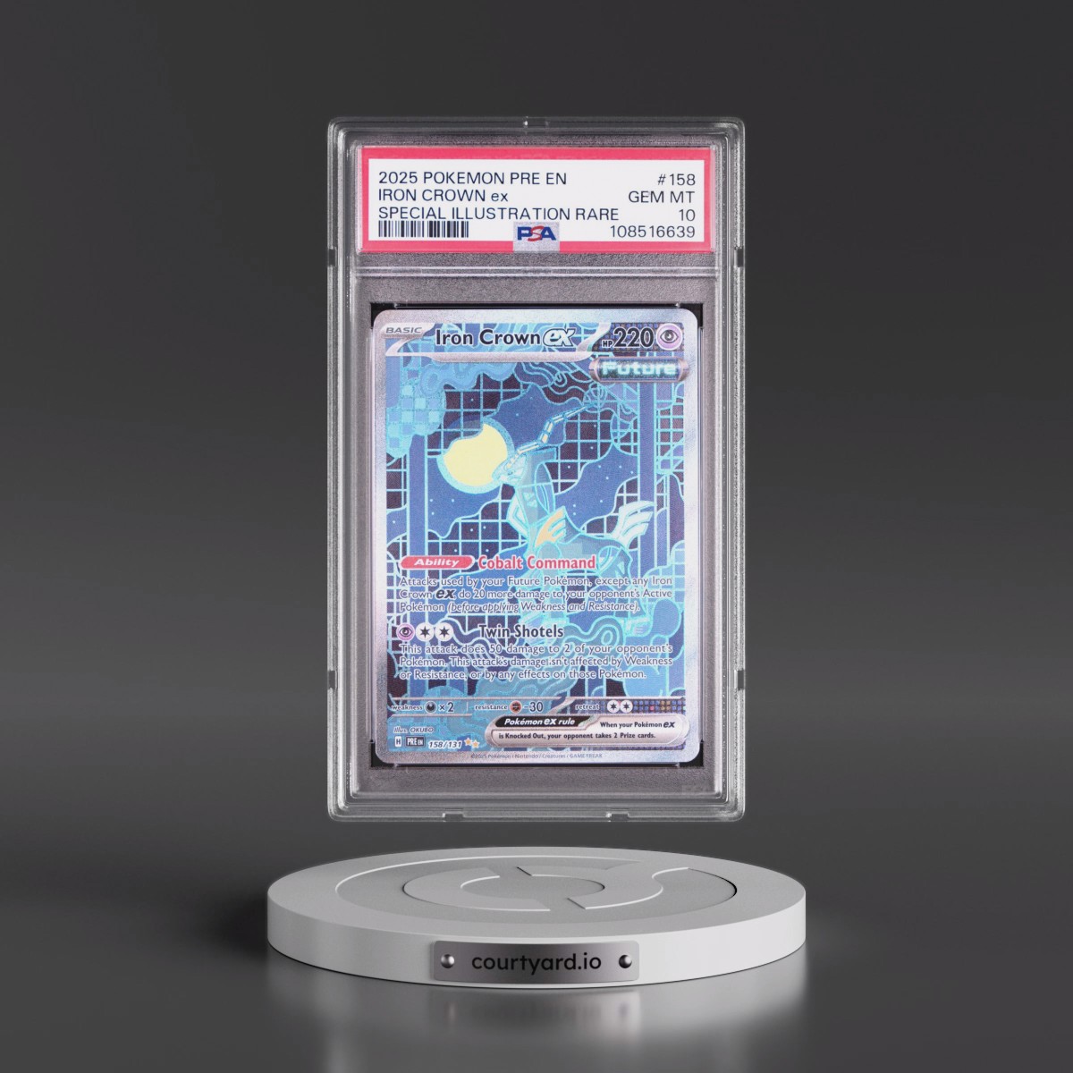 2025 Pokémon Pre EN-Prismatic Evolutions #158 Iron Crown EX - Holo Special Illustration Rare (PSA 10 GEM MINT)