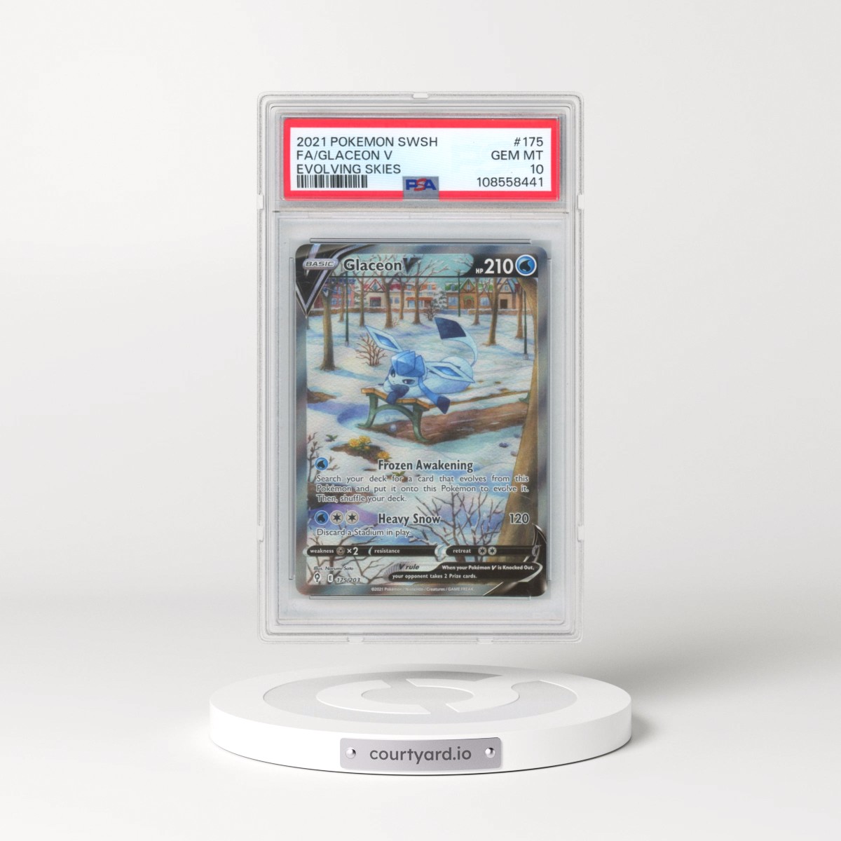 2021 Pokémon Sword & Shield Evolving Skies #175 Glaceon V - Holo Full Art (PSA 10 GEM MINT)