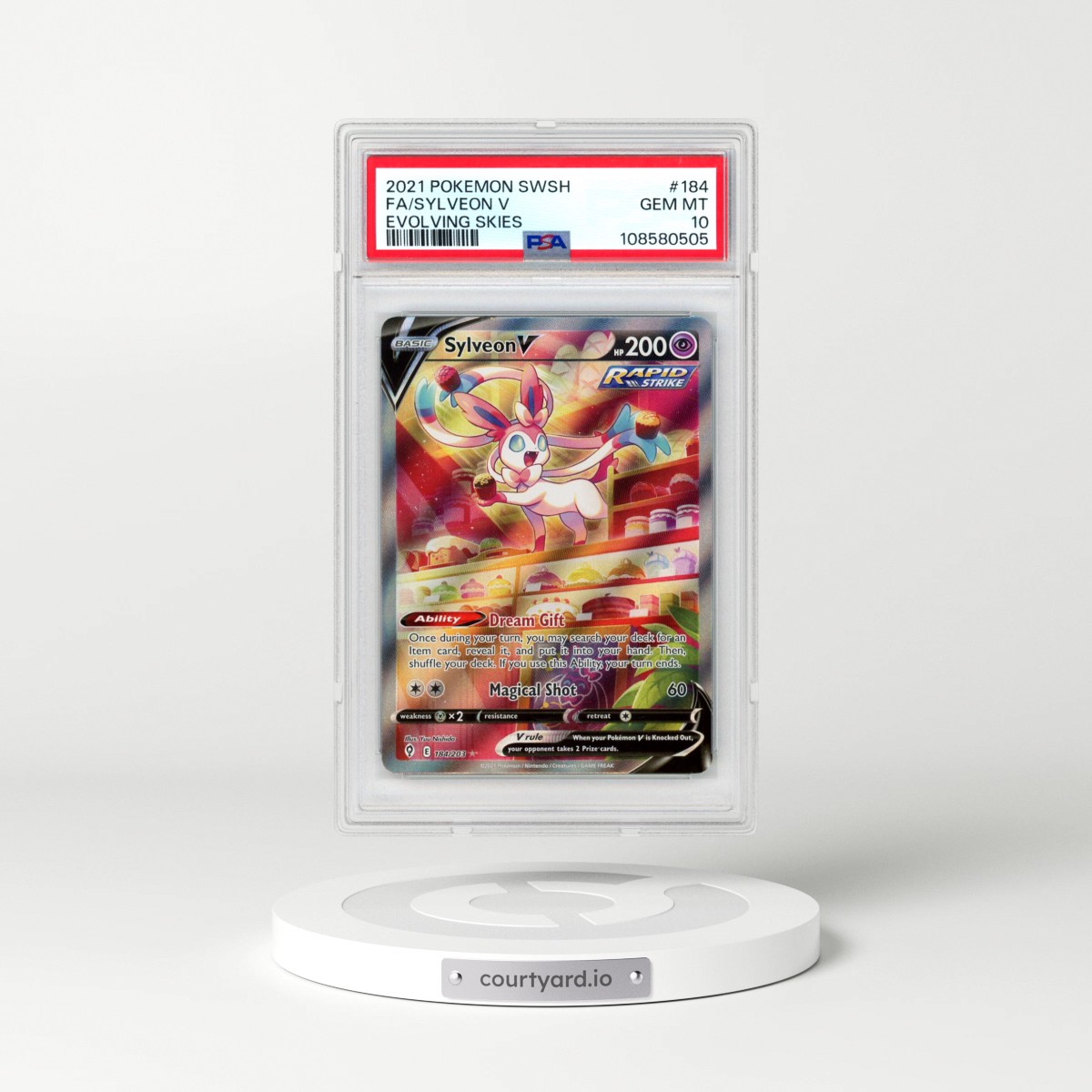 2021 Pokémon Sword & Shield Evolving Skies #184 Sylveon V - Holo Full Art (PSA 10 GEM MINT)