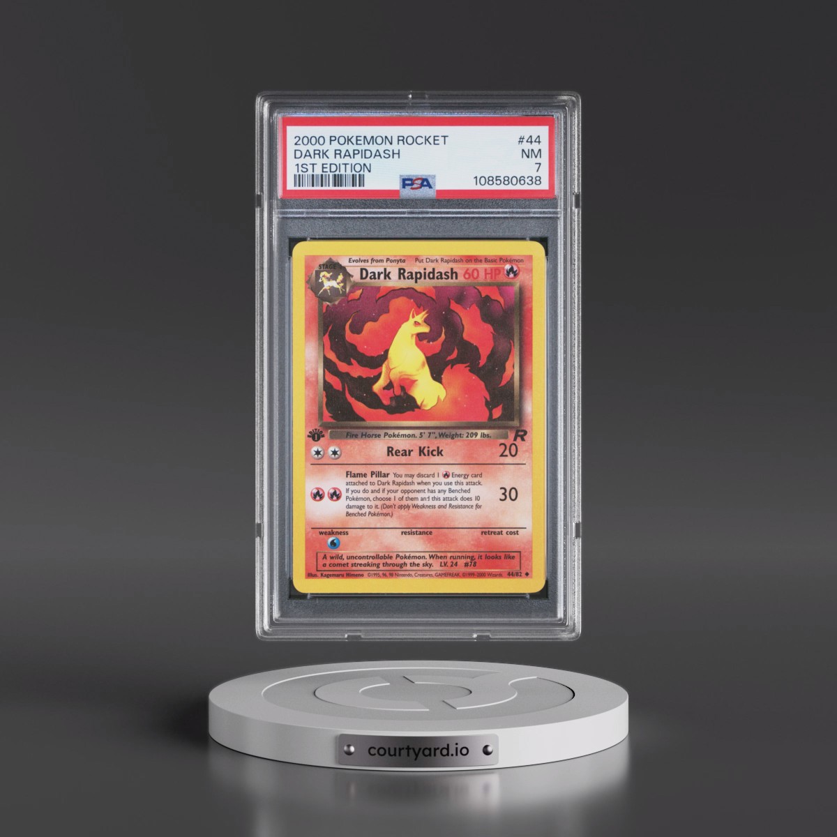 2000 Pokémon Rocket #44 Dark Rapidash - 1st Edition (PSA 7 NM)
