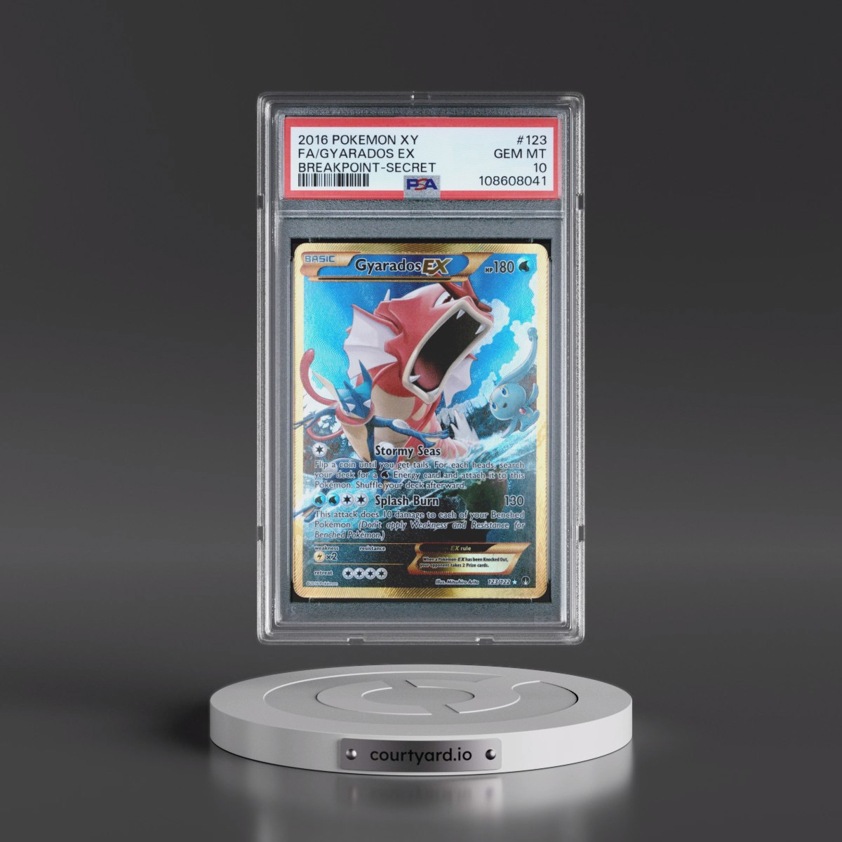 2016 Pokémon XY Breakpoint #123 Gyarados EX - Holo Full Art Secret (PSA 10 GEM MINT)