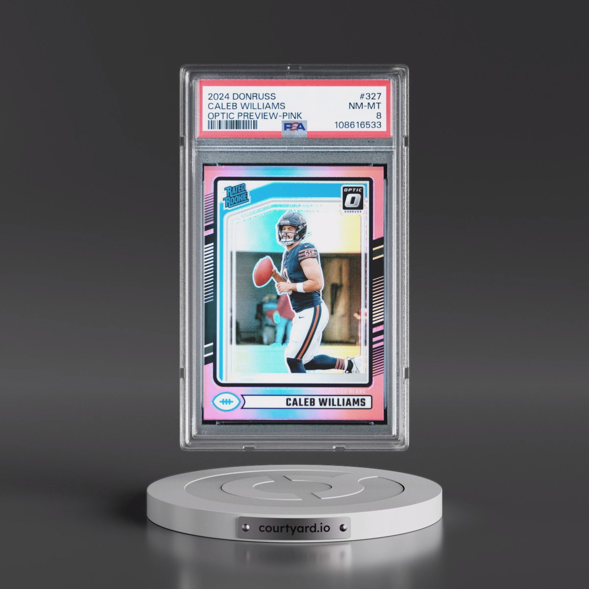 2024 Panini Donruss #327 Caleb Williams - Optic Preview-Pink (PSA 8 NM-MT)