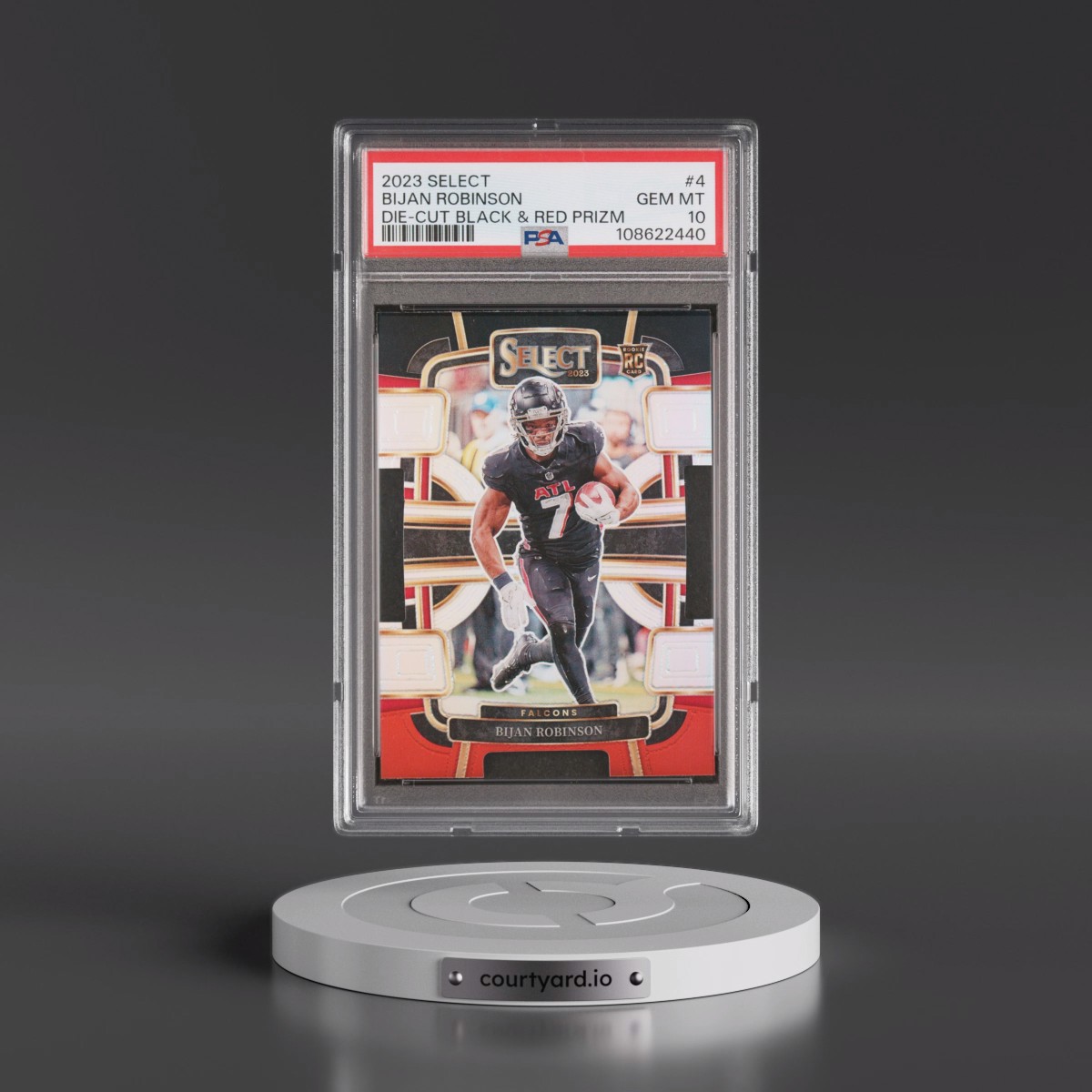2023 Panini Select #4 Bijan Robinson - Die-Cut Black & Red Prizm (PSA 10 GEM MINT)