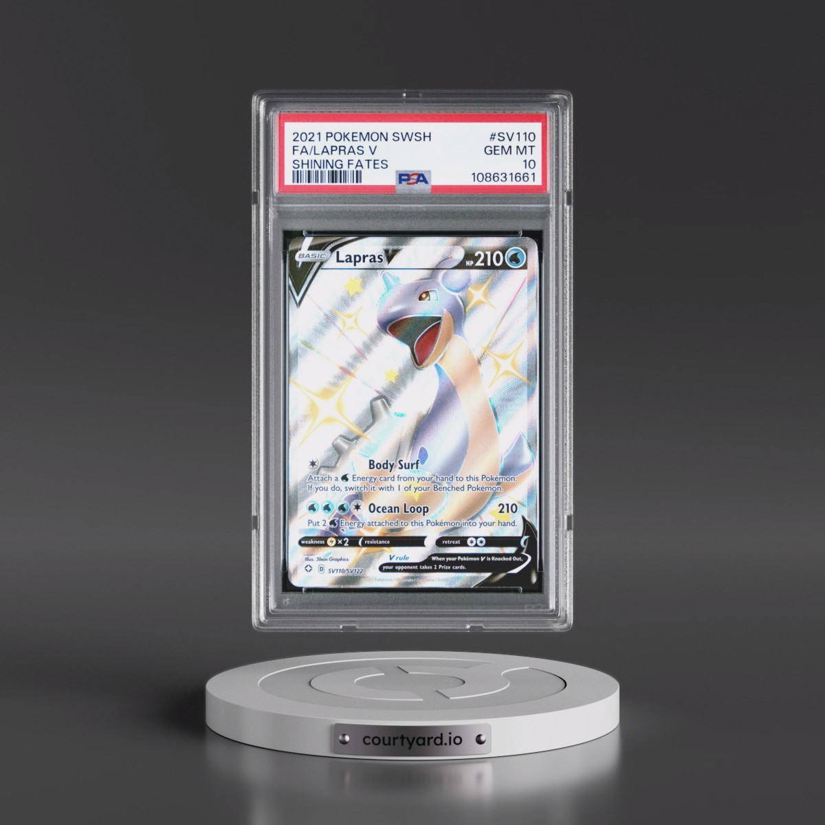 2021 Pokémon Sword & Shield Shining Fates #SV110 Lapras V - Holo Full Art (PSA 10 GEM MINT)