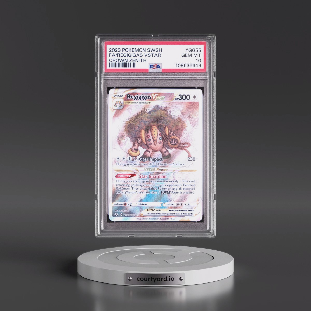 2023 Pokémon Sword and Shield Crown Zenith #GG55 Regigigas Vstar - Full Art (PSA 10 GEM MINT)