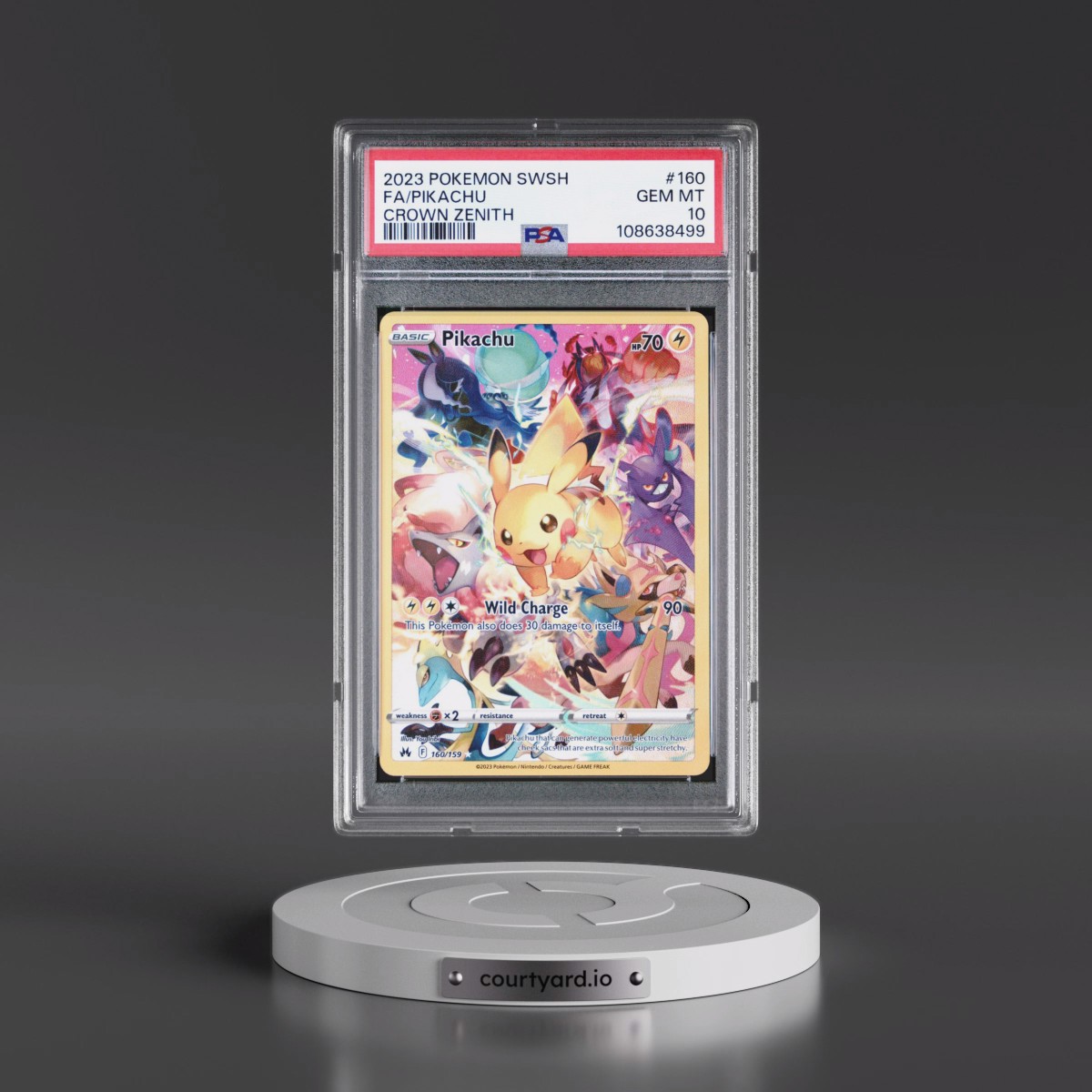 2023 Pokémon Sword and Shield Crown Zenith #160 Pikachu - Full Art (PSA 10 GEM MINT)