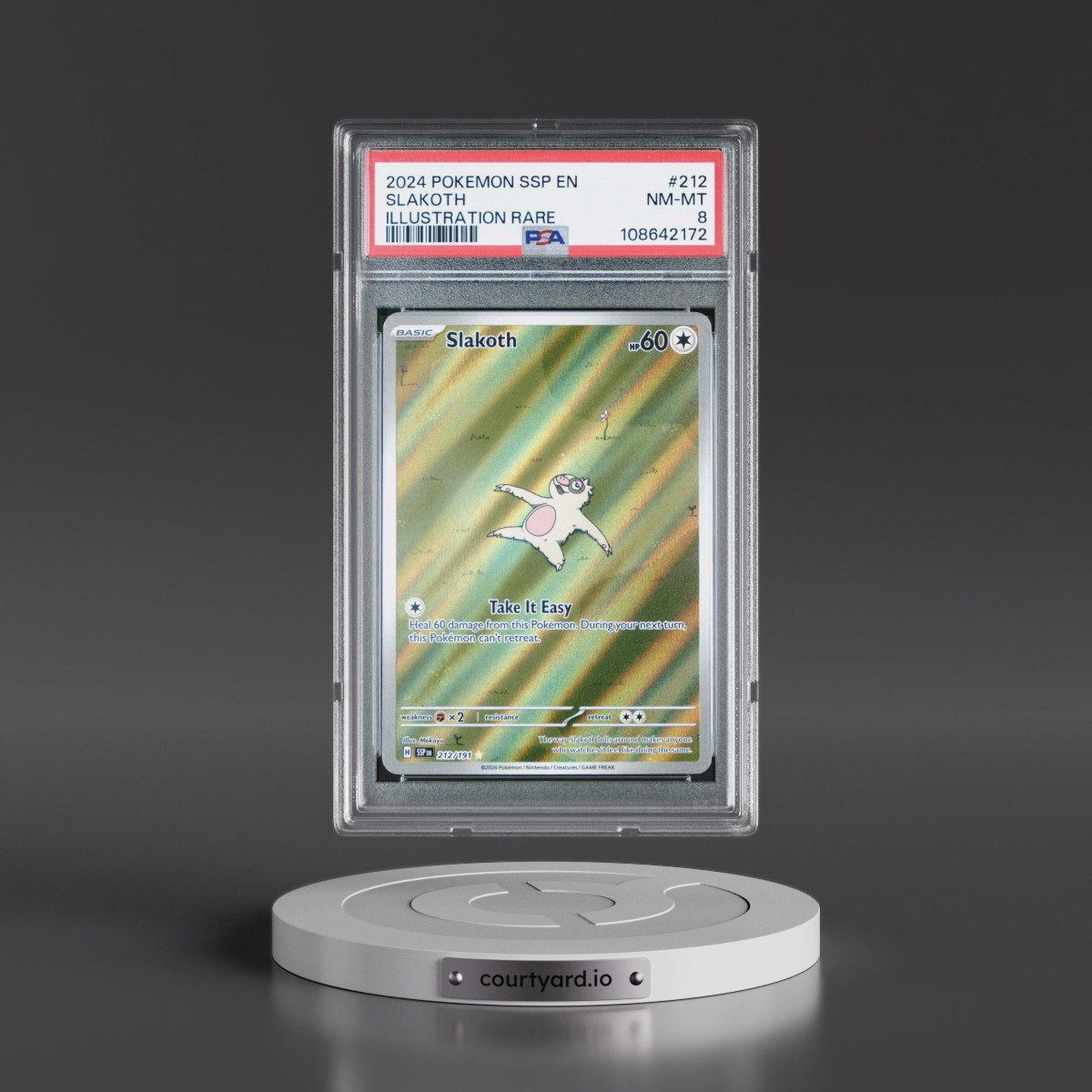 2024 Pokémon Ssp EN-Surging Sparks #212 Slakoth - Illustration Rare (PSA 8 NM-MT)