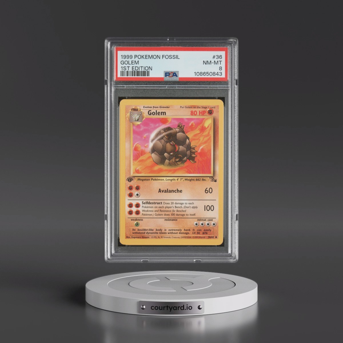 1999 Pokémon Fossil #36 Golem - 1st Edition (PSA 8 NM-MT)