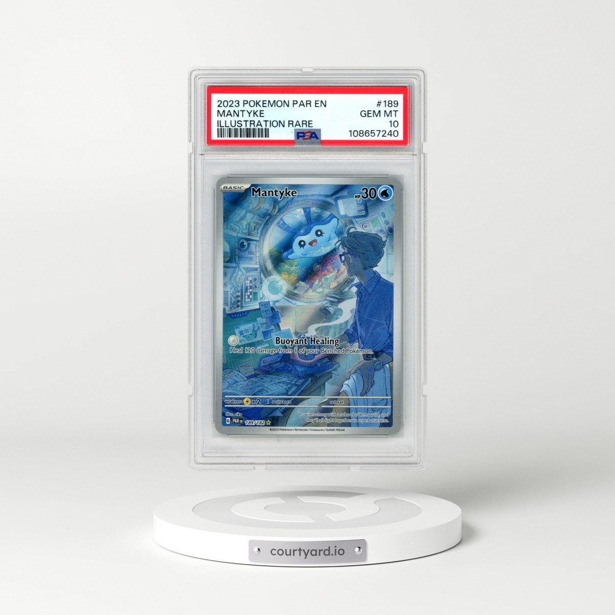 2023 Pokémon Par EN-Paradox Rift #189 Mantyke - Illustration Rare (PSA 10 GEM MINT)