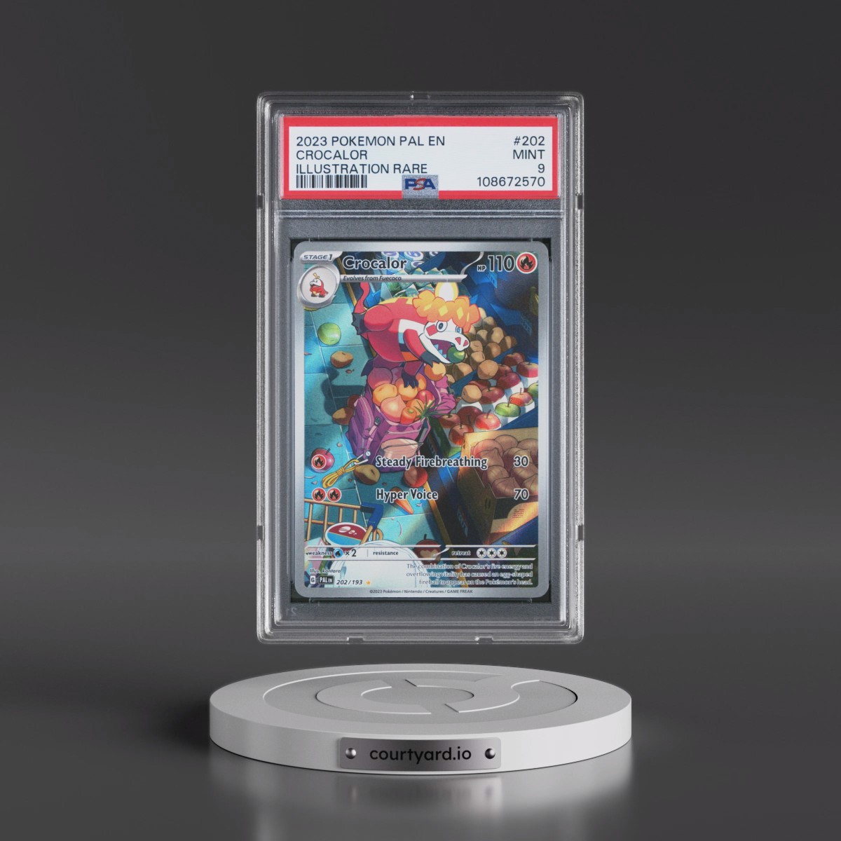 2023 Pokémon Pal EN-Paldea Evolved #202 Crocalor - Illustration Rare (PSA 9 MINT)